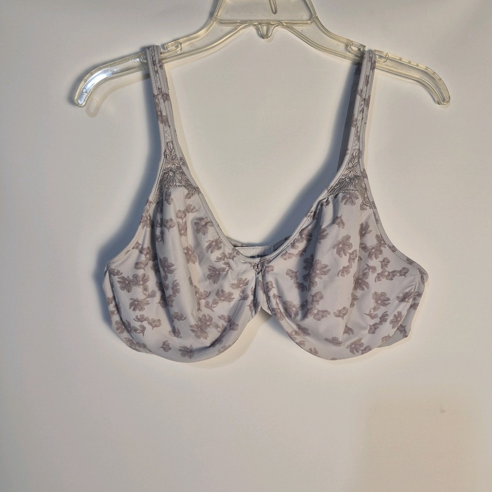 Bali Bra  Lavender Gray Floral 42C Underwire  Everyday Classic Fit Full Coverage